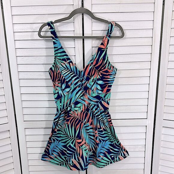 Maxine Of Hollywood Swimdress Size 16 Empire Waist - Picture 2 of 12